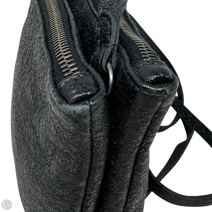 Crinkled Leather Double Zip Crossbody Leather By Eileen Fisher, Size: Medium