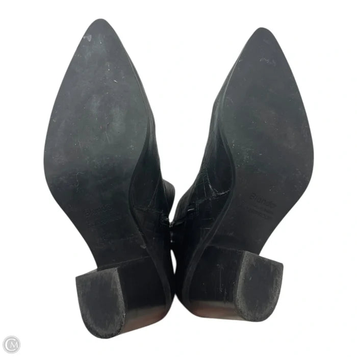 Croc Embossed Boots Ankle Block Heels By Blondo In Black, Size: 10