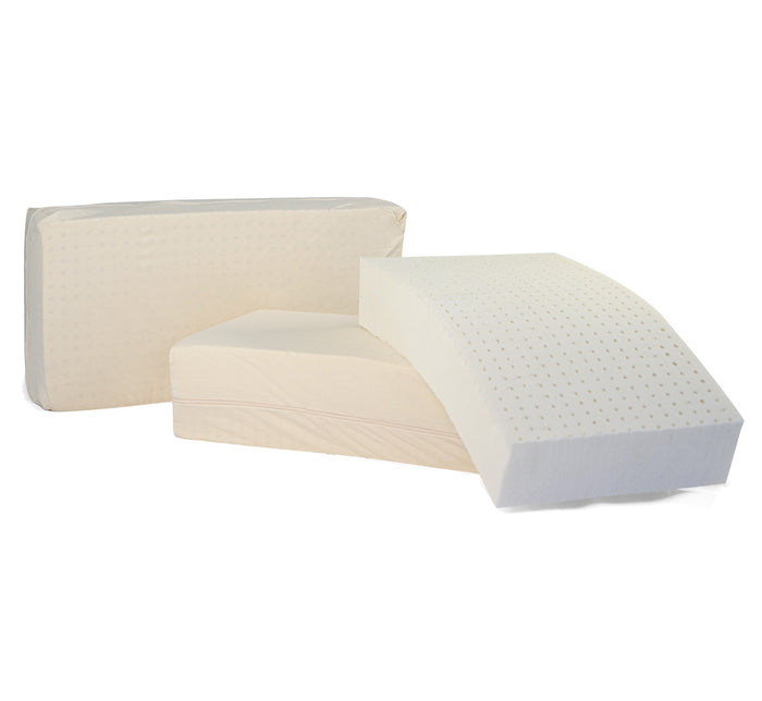 Two Turmerry Cuboid Pillows stacked, with one Cuboid Pillow standing upright behind them, on white background.