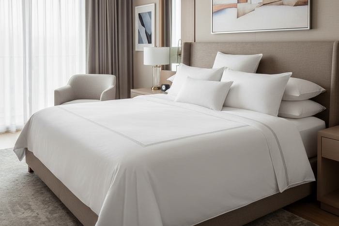 Downlite Premium Down Halo Pillow in luxury hotel bedroom