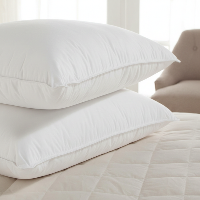 Close-up detail of Downlite Spira Cluster Fiber Pillow premium cotton cover