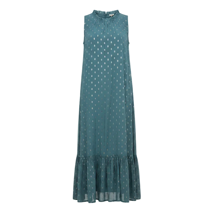 Dress Casual Midi By Anthropologie In Blue & Gold, Size: XS