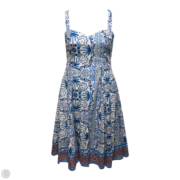 Dress Casual Midi By Avec Les Filles In Blue & Cream, Size: 12