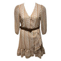 Dress Casual Midi By Calvin Klein In Tan & White, Size: M ESTIMATED