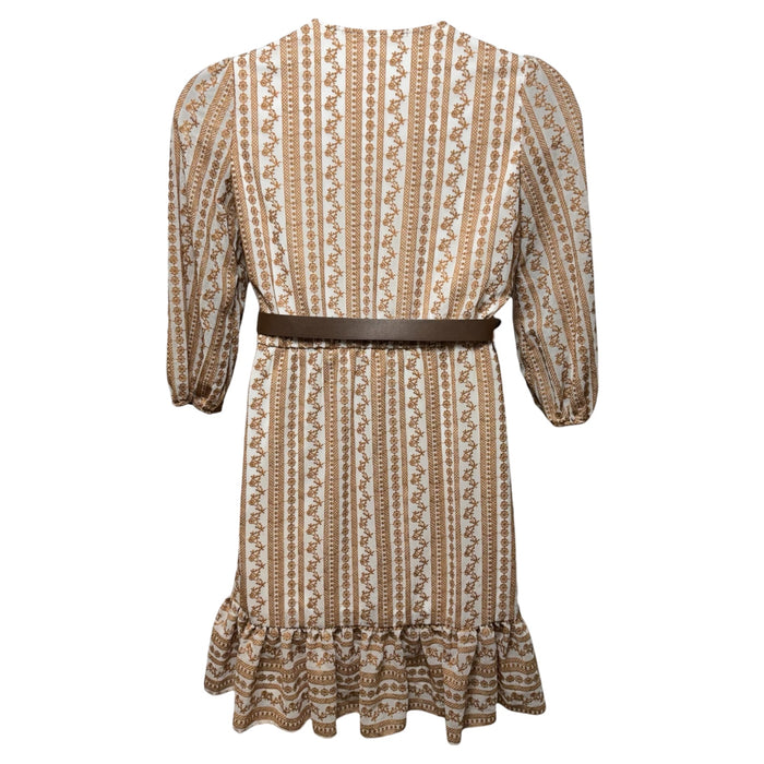 Dress Casual Midi By Calvin Klein In Tan & White, Size: M ESTIMATED