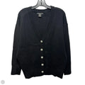 Embellished Button Sweater Cardigan By Tahari In Black, Size: Xl