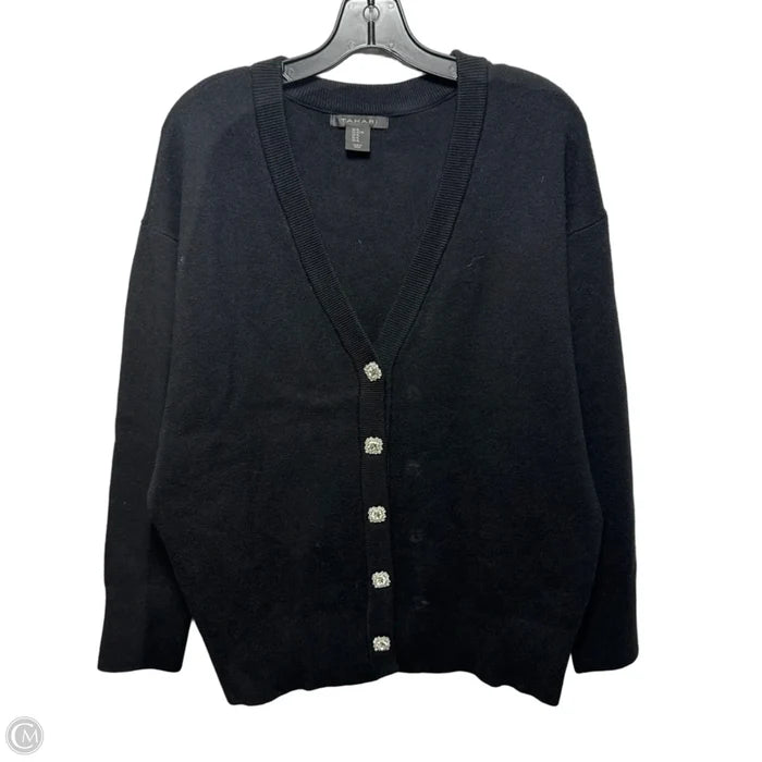 Embellished Button Sweater Cardigan By Tahari In Black, Size: Xl