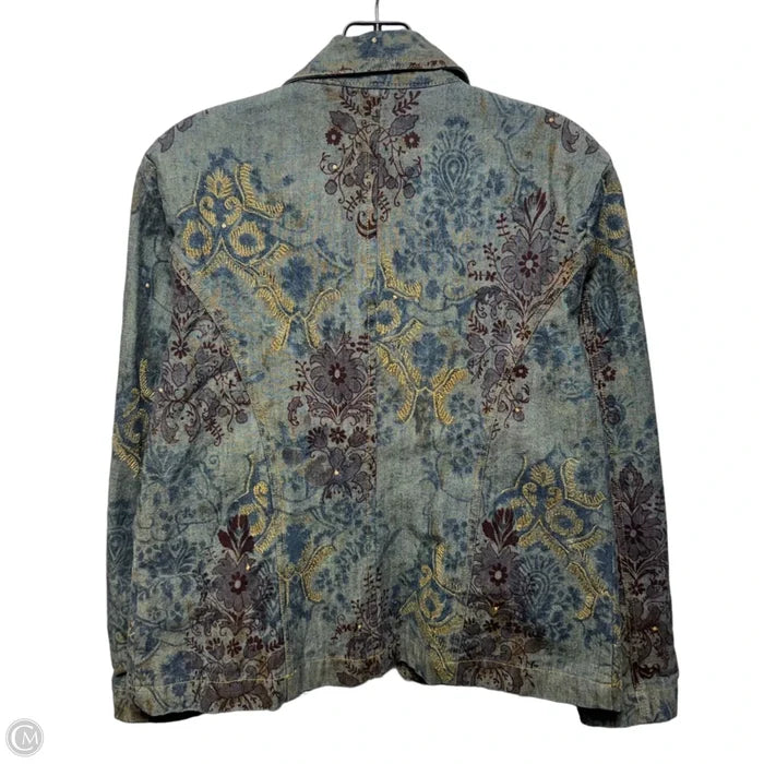 Embellished Jacket Denim By Chicos In Blue Denim, Size: 8