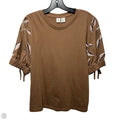 Embroidered Sleeve Top Short Sleeve By Joie In Brown, Size: L