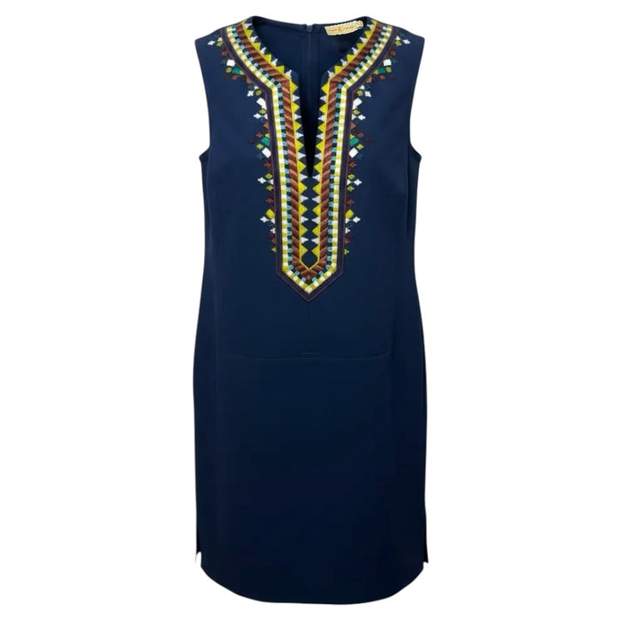 Embroidered Sophia Shift Dress Designer By Tory Burch In Navy, Size: 0