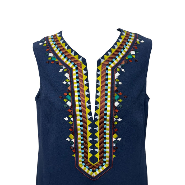 Embroidered Sophia Shift Dress Designer By Tory Burch In Navy, Size: 0