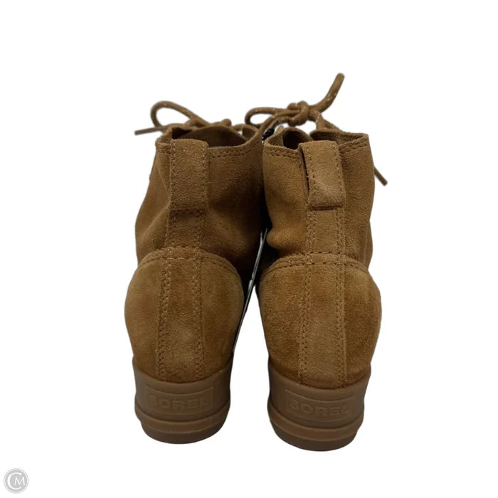 Evie Wedge Boots Ankle Heels By Sorel In Tan, Size: 9