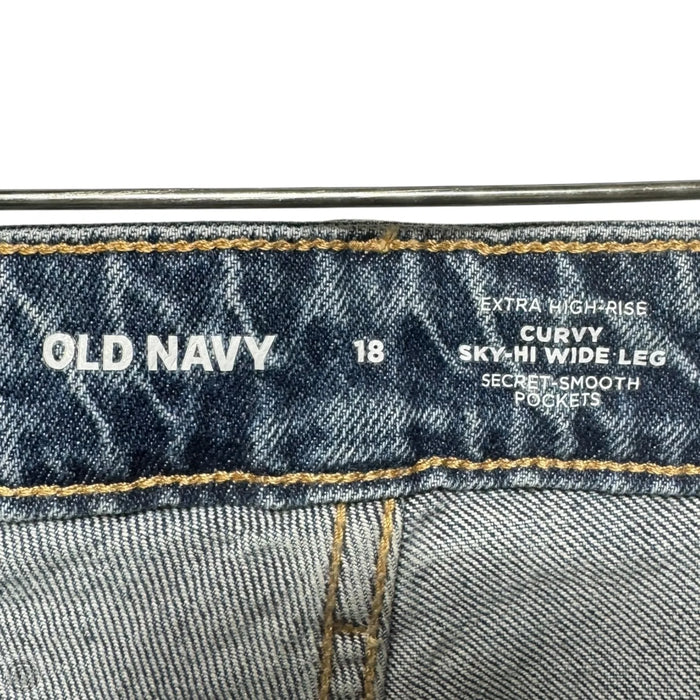 Extra High-Rise Curvy Sky-Hi Wide Leg Jeans By Old Navy In Blue Denim, Size: 18
