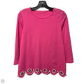 Eyelet Hem Top Long Sleeve By ELI In Pink, Size: M