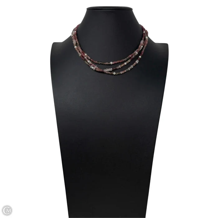 Faceted Tourmaline, Spinel & Pearl Layered Necklace With Sterling Silver Clasp