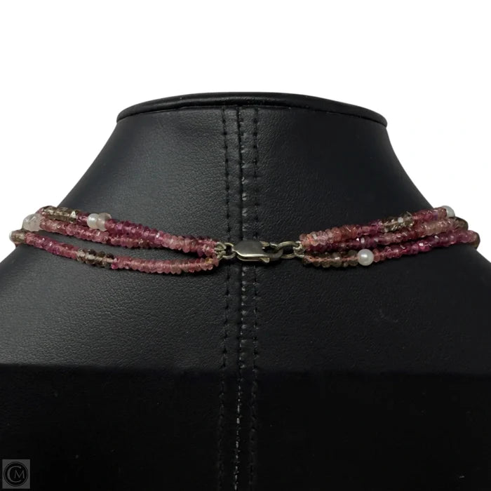 Faceted Tourmaline, Spinel & Pearl Layered Necklace With Sterling Silver Clasp