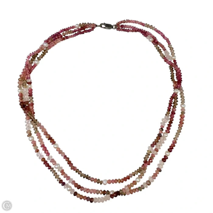 Faceted Tourmaline, Spinel & Pearl Layered Necklace With Sterling Silver Clasp