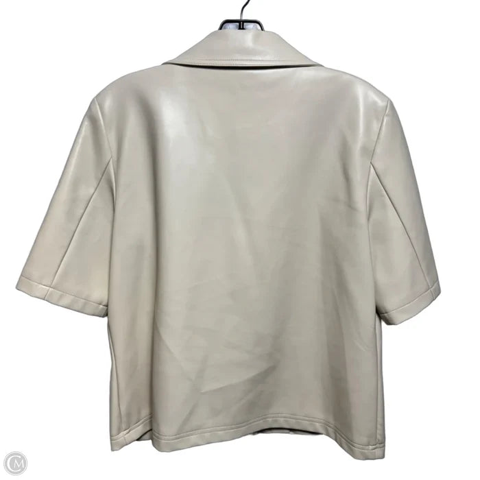 Faux Leather Short Sleeve Jacket Moto By J Society In Cream, Size: M