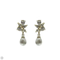 Faux Pearl & Crystal Teardrop Earrings