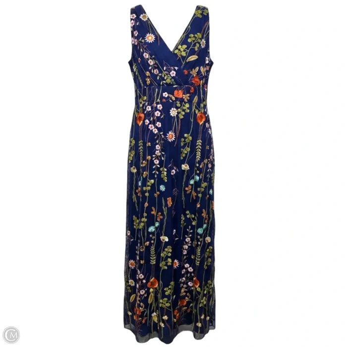 Floral Embroidered Mesh Dress By Leslie Fay In Floral Print, Size: 12