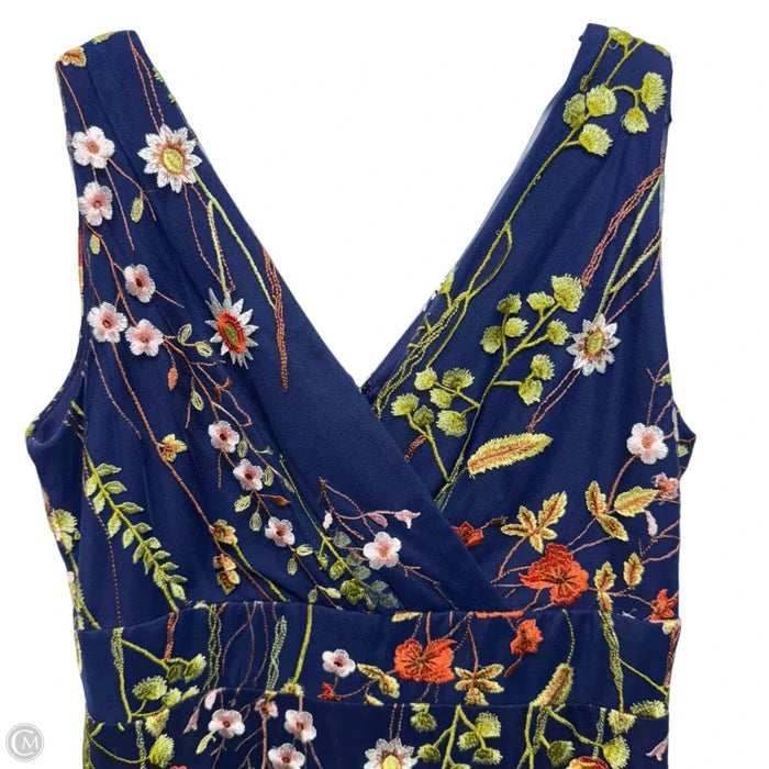 Floral Embroidered Mesh Dress By Leslie Fay In Floral Print, Size: 12