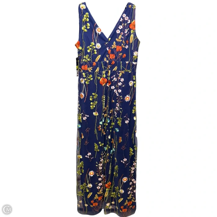 Floral Embroidered Mesh Dress By Leslie Fay In Floral Print, Size: 12