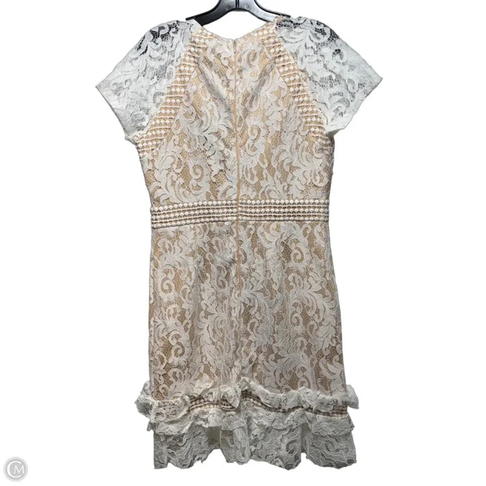 Frill Hem Lace Bodycon Dress By Pretty Little Thing In White, Size: 10