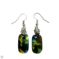 Fused Dichroic Glass Dangle Earrings
