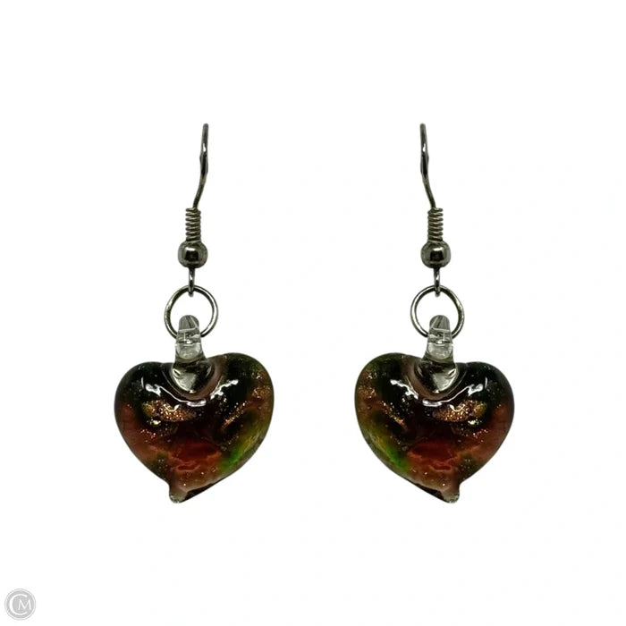 Glass Heart Dangle Earrings