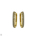 Gold Over Sterling Silver Pavé Oblong Hoop Earrings