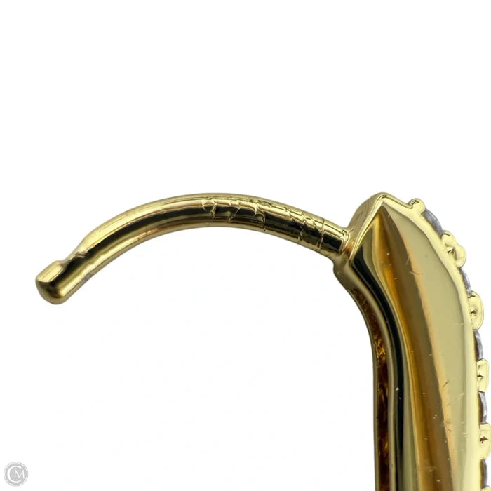 Gold Over Sterling Silver Pavé Oblong Hoop Earrings