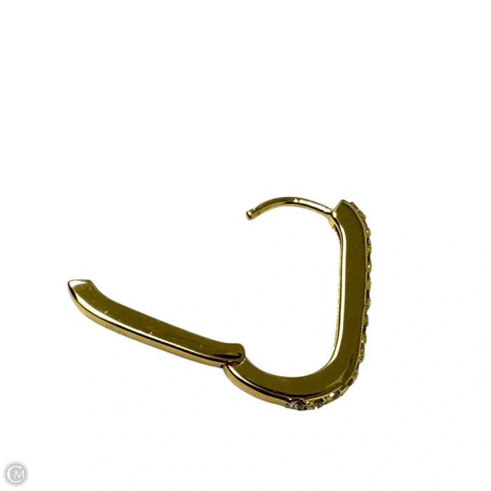 Gold Over Sterling Silver Pavé Oblong Hoop Earrings