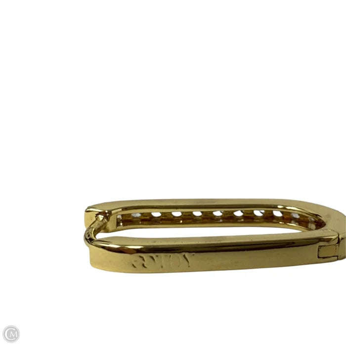 Gold Over Sterling Silver Pavé Oblong Hoop Earrings