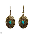 Gold Tone & Faux Turquoise Dangle Earrings