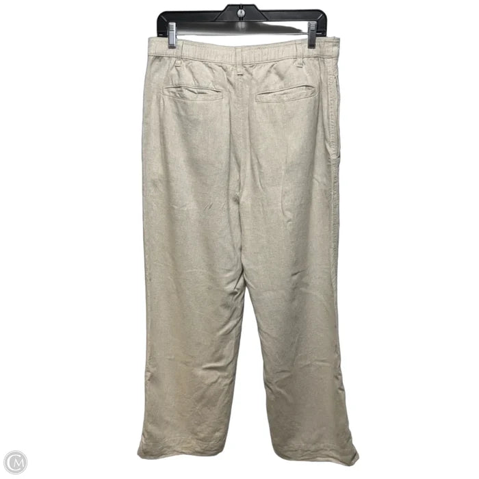 High Rise Straight Linen Pants By Banana Republic In Cream, Size: M