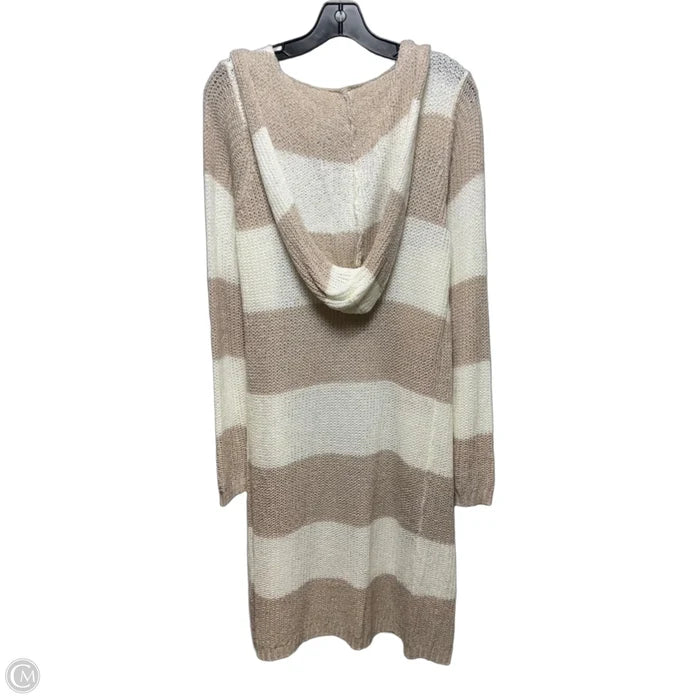 Hooded Duster Sweater Cardigan By Pol In Striped Pattern, Size: S