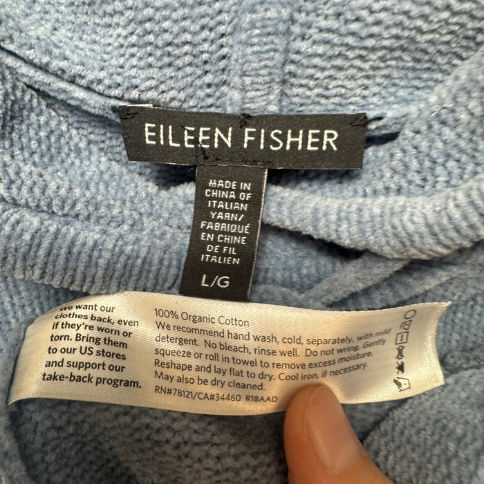 Hooded Sweater By Eileen Fisher In Blue, Size: L