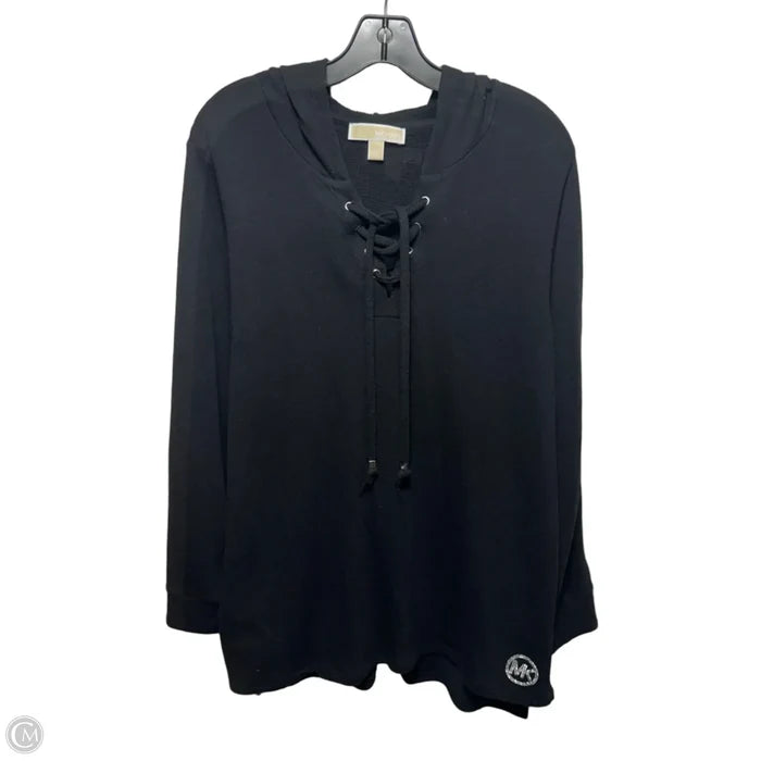 Hoodie Top Long Sleeve By Michael By Michael Kors In Black, Size: 1x