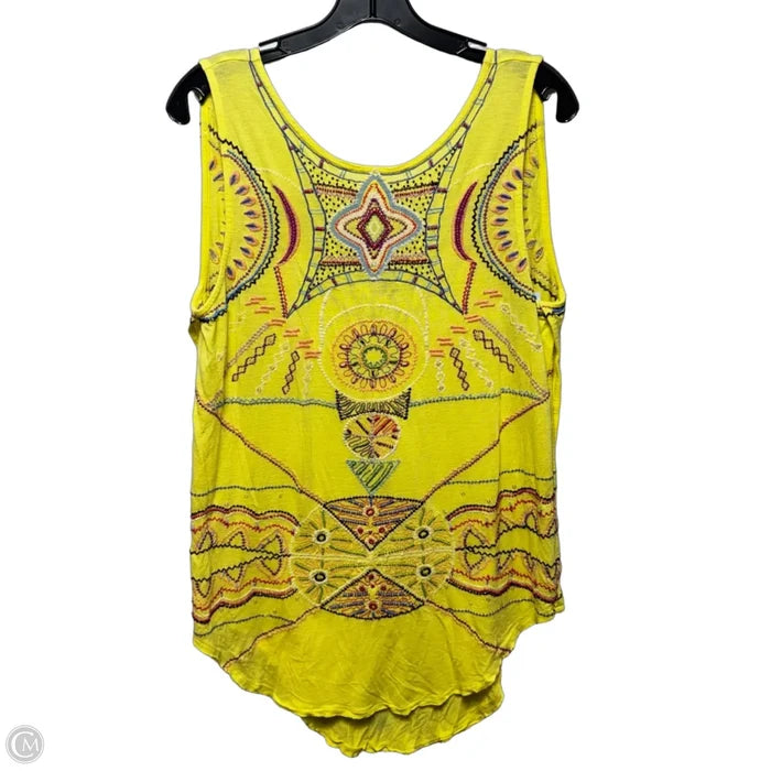 Hot To Trot Side Split Beaded Embroidered Tank By Free People In Yellow, Size: S