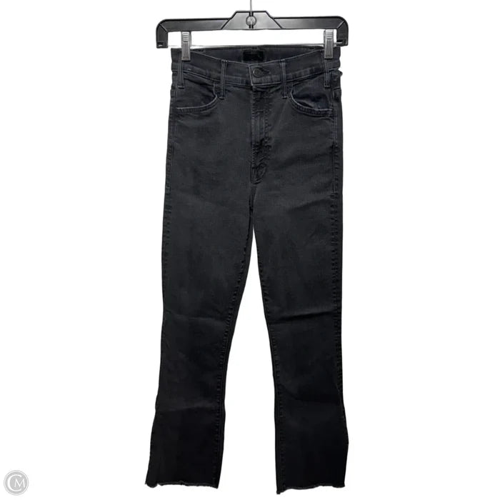 Hustler Ankle Fray Jeans Designer By Mother In Black Denim, Size: 0/25