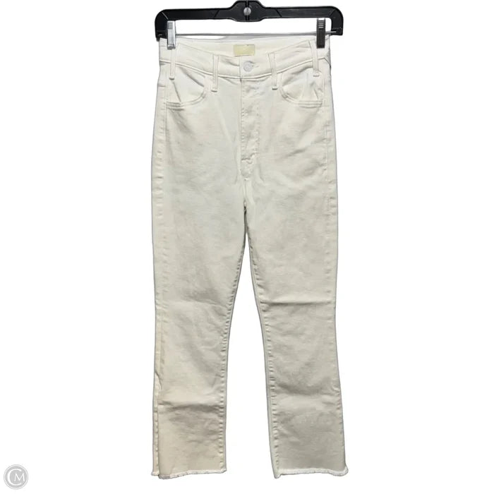 Hustler Ankle Fray Jeans Designer By Mother In White, Size: 0/25