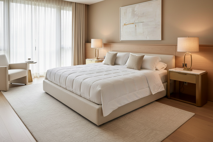 IHG Medium Weight Duvet Insert - King on a stylish hotel bed in a modern bedroom setting.