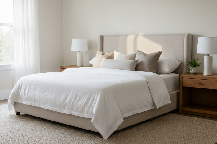 IHG Medium Weight Duvet Insert - King on a beautifully made bed in a modern bedroom setting.