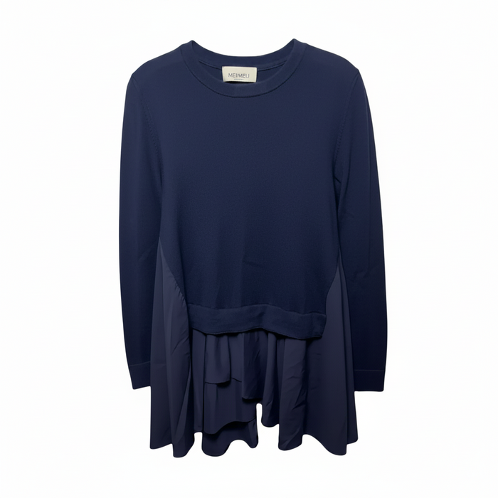 Italian Layered Wool Knit Sweater By Meimeij In Blue, Size: 10 (It 46)