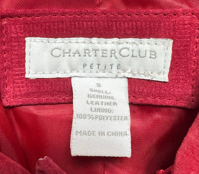 Jacket Leather By Charter Club In Red, Size: S