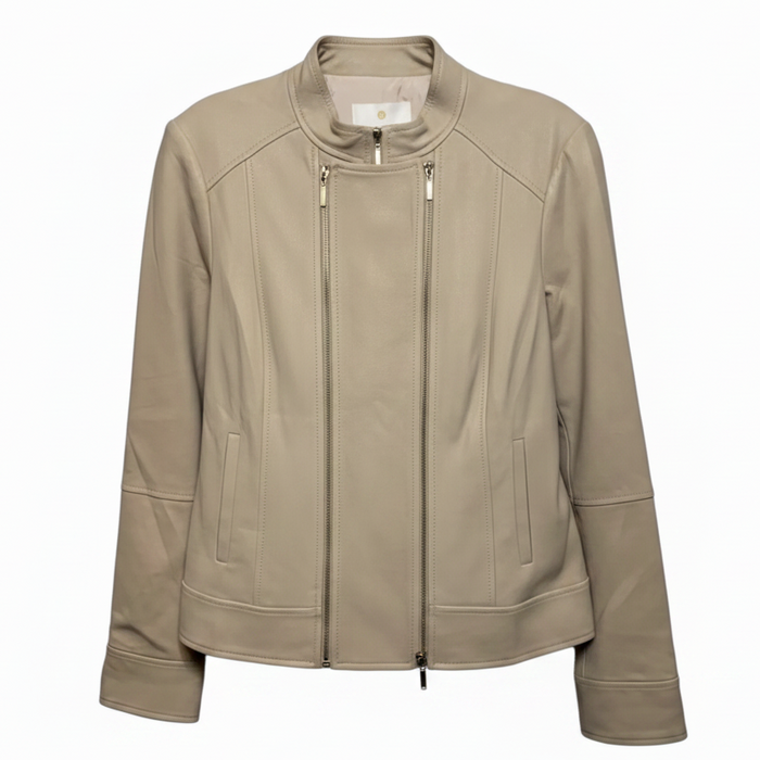 Jacket Leather By Etcetra In Cream, Size: 6