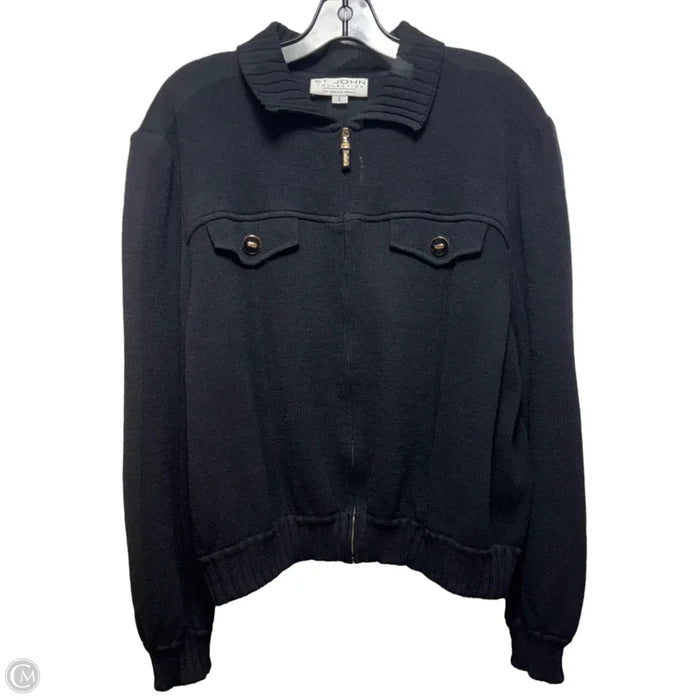 Jacket Luxury Designer By St John Collection In Black, Size: L