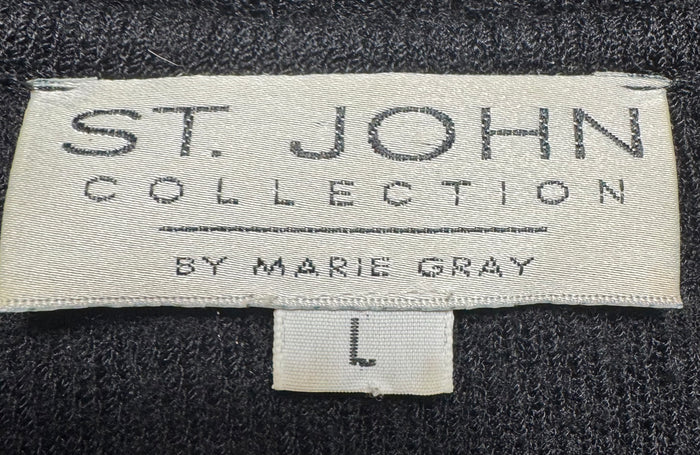 Jacket Luxury Designer By St John Collection In Black, Size: L