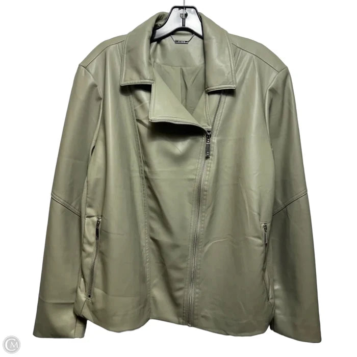 Jacket Moto By Chicos In Green, Size: 16