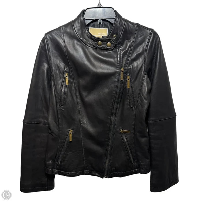 Jacket Moto Leather By Michael By Michael Kors In Black, Size: S
